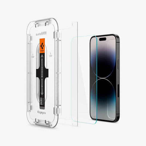 AGL05202 - iPhone 14 Pro Max Screen Protector EZ FIT GLAS.tR (Sensor Protection) showing the device